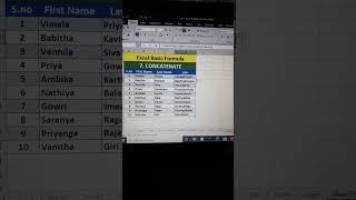 CONCATENATE Usage in Excel | Tamil #excel #shorts