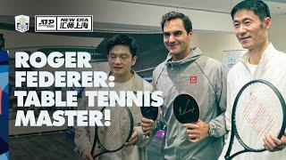 Roger Federer Plays Table Tennis With Zhang Zhizhen, Fan Zendong, and Wang Liqin 