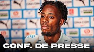 La conférence de presse d'Elye Wahi, nouvel attaquant de l'OM