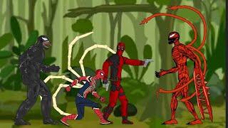 Carnage Vs Venom , Spider Man And Deadpool - Drawing Cartoons 2