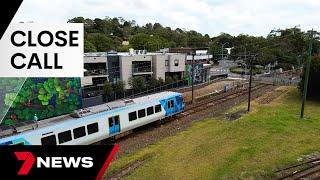 Metro train passengers caught in a head-on close call | 7 News Australia