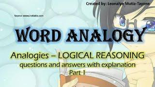 Word ANALOGY with explanation Part1 [CSE-LOGICAL REASONING]