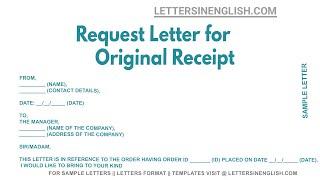 Request Letter for Original Receipt - Sample Letter Requesting  for Official Receipt of Payment