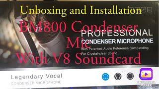 How to Set Up BM800 Condenser Mic With V8 Sound card (Iphone Mobile) Unboxing And Installation