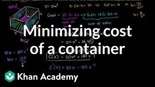 Optimization: cost of materials | Applications of derivatives | AP Calculus AB | Khan Academy