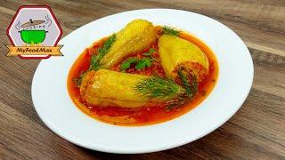 Gefüllte Paprika mit Hackfleisch und Reis sowie Zucchini – Einfach geschmort im besten Gemüseeintopf