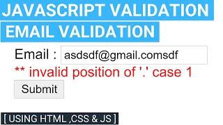 Email Validation in JavaScript in Hindi with source code | Simple JavaScript validation in Html CSS