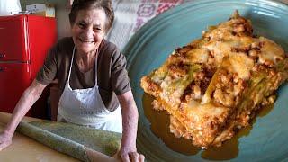 91 year old Maria shares her lasagna recipe with Pasta Grannies!