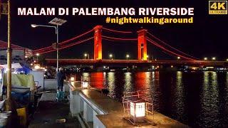 Palembang at night walk and ride ojek to Palembang Riverside [Jembatan Ampera sungai Musi]