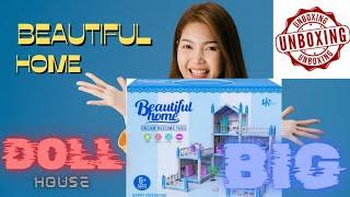 Beautiful Home Doll House for Girls - Big Doll House Pink and Blue - Unboxing