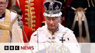 HM King Charles III leaves Westminster Abbey following Coronation ceremony - BBC News