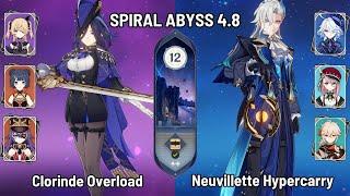 C0 Clorinde Chevreuse Overload Team | C0 Neuvillette Hypercarry | Spiral Abyss 4.8 | Genshin Impact