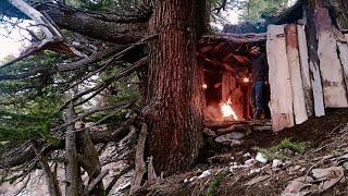 A MAN BUILD SURVIVAL SHELTER IN RAIN !! BUSHCRAFT, SURVIVAL, ADVENTURE