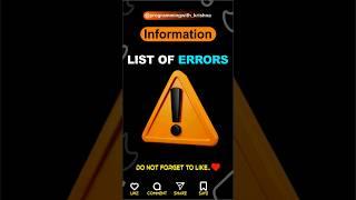 List of Website Errors #shortvideo #programming #programmingwithkrishna #coding #education