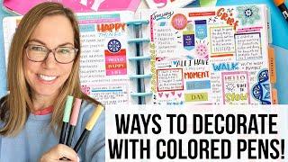 Ways to Use Colorful Pens to Decorate Your Planner! Tips & Tricks to Use Less Stickers - Save Money!