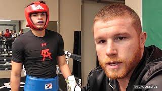 FULL RYAN GARCIA SPARRING WHILE CANELO WATCHES & SHOWS LOVE TO RYAN & GIVE POINTERS HOW TO FIGHT