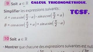 calcul trigonométrique :exercices 9,10, et 11 page 160 du manuel étincelle . TCSF.