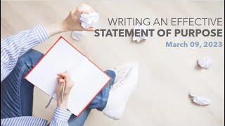 Writing an Effective Statement of Purpose