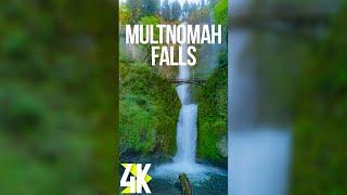 Fascinating Multnomah Falls in Oregon - 4K Waterfall for Vertical Screens with Nature Sounds