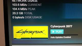 Downloading Cyberpunk 2077 at 1 Gbps ATT Fiber Internet
