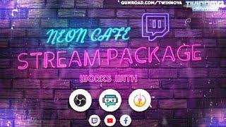 Twitch Animated Overlay Pack - Neon Cafe (2021)