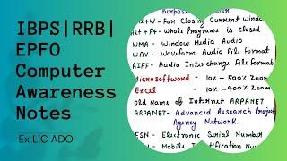 Complete Computer Awareness| IBPS| RRB |EPFO| UPP Computer Operator