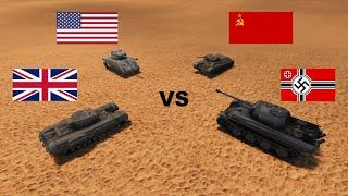 WW2: American Tank VS British Tank VS German Tank VS Soviet Tank | Ultimate Epic Battle Simulator 2