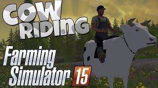 Farming Simulator 15 (2015) - A COW RIDING TRAIN WRECK! - Farming Sim Gameplay Highlights