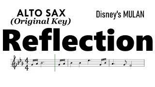 Reflection Alto Sax  Original Key Sheet Music Backing Track Partitura Disney's Mulan