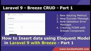 Laravel 9 Breeze CRUD 1: How to insert data with Eloquent model in Laravel 9 Breeze components