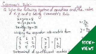 Cramer's Rule 3x3 || Cramer's rule determinant method