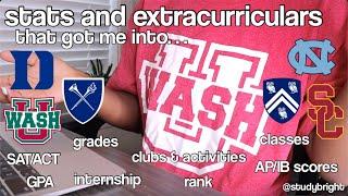 STATS & EXTRACURRICULARS: how i got into Duke, USC, WashU, Rice, Emory, UNC + more | studybright