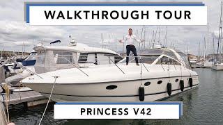 Princess V42- Walkthrough Tour - A superbly built, beautifully finished offshore sports cruiser