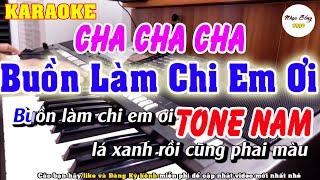 Karaoke Buồn Làm Chi Em Ơi | Tone Nam(Hoài Lâm) CHA CHA CHA | Nhạc Sống 1990