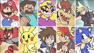 Every Smash Ultimate Fighter drawn in Cuphead Style | Sora Included - Rubberhose