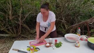 Preparing some delicious sea bass meatballs