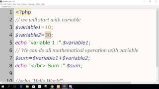 Lesson 3 - Flat Variable - Integer & String - in PHP