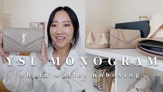 YSL MONOGRAM CHAIN WALLET WOC UNBOXING | CASSANDRE SAINT LAURENT MATELASSÉ (dark beige) | vlog