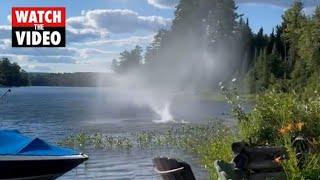 Unusual water spout caught on camera up close