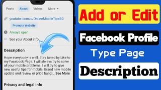 How To Add Description On Facebook Page 2024 | Add Description On Facebook Profile Type Page