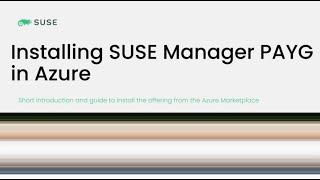 Installing SUSE Manager PAYG in Azure