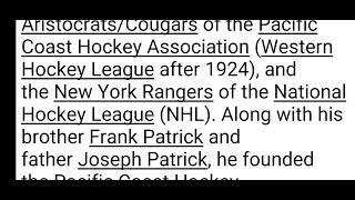 Member of the Hockey Hall of Fame Lester Patrick in English