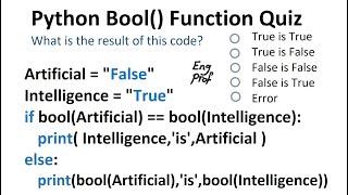 Python Bool Function and Strings Example