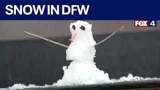 Snow begins falling in DFW Metroplex