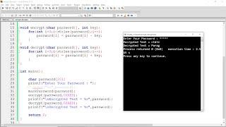 Encrypt and Decrypt Password with Key in C Programming