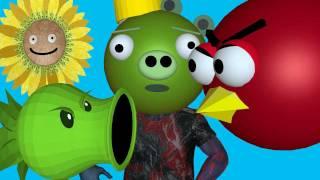 PLANTS VS. ZOMBIES vs. ANGRY BIRDS  3D animated Mashup - FunVideoTV -Style ;-))