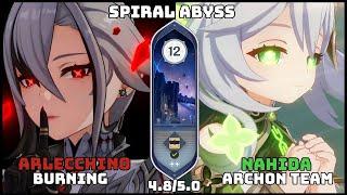 C0R1 Arlecchino and C0 Nahida | Spiral Abyss 4.8/5.0 | Genshin Impact