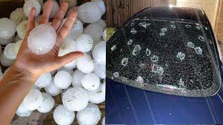 Incredible Ice Stones Falling From Sky Destroyed Beijing ,china | Giant hail destroys cars.