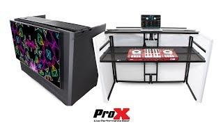 ProX XF-MESA MEDIA DJ LED TV FACADE TABLE WORKSTATION BOOTH with White and Black Scrims