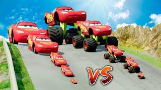 Big & Small Monster Truck Lightning Mcqueen vs Big & Small Mcqueen vs DOWN OF DEATH in BeamNG.drive